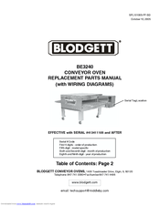 Blodgett BE3240 Replacement Parts Manual