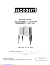 Blodgett Mark V Replacement Parts List Manual