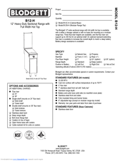 Blodgett B12C-H Specifications