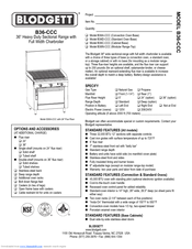 Blodgett B36-CCC Specifications