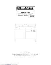 Blodgett BCH-40E Parts List