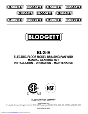 Blodgett BLG-30E Installation, Operation & Maintenance Manual