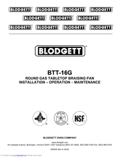 Blodgett BTT-16G Installation Operation & Maintenance