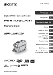 Sony Handycam HDR-UX20 Operating Manual