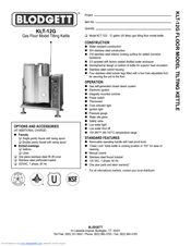 Blodgett KLT-12G Specifications