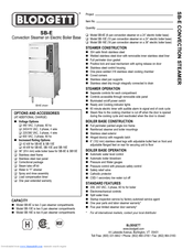 Blodgett SB-16E Specifications