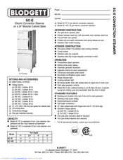Blodgett SC-10E Specifications