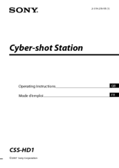 Sony Cyber-shot Station CSS-HD1 Operating Instructions Manual