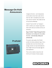 Bogen ProHold Pro 16 Specifications