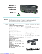 Bogen UTI1 Specifications