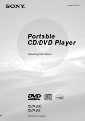 Sony DVP-F5 - Portable Cd/dvd Player Operating Instructions Manual