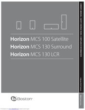 Boston Acoustics Horizon MCS 130 SURROUND Owner's Manual/Safety Instructions/Compliance Information