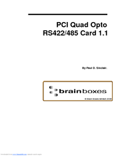 Brainboxes PCI Quad Opto RS485 User Manual