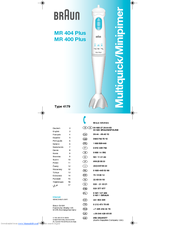 Braun MR 404 Plus User Manual