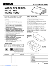 NuTone AP136 Specification Sheet