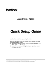 Brother HL-P2500 Quick Setup Manual