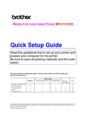 Brother MP-21 Quick Setup Manual
