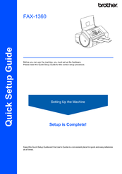 Brother IntelliFax-1360 Quick Setup Manual