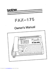Brother FAX-175 Owner's Manual