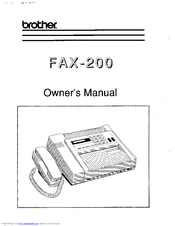 Brother FAX-200 Owner's Manual
