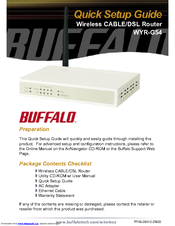 Buffalo AirStation WYR-G54 Quick Setup Manual