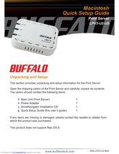 Buffalo Buffalo Network USB Print Server LPV3-U2 Quick Setup Manual
