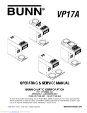 Bunn VP17A Operating & Service Manual