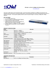 CNet CSH-2400 Product Specifications