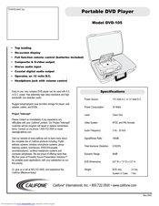 Califone DVD-105 Specifications