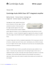 Cambridge Audio 840A Class XD White Paper
