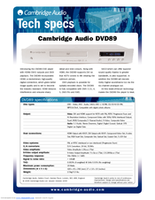Cambridge Audio DVD89 Technical Specifications
