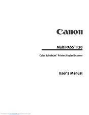 Canon MultiPASS F30 User Manual