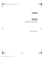 Canon Color Bubble Jet S820 Quick Start Manual