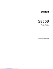 Canon S830D Quick Start Manual