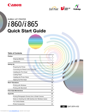 Canon i865 Quick Start Manual