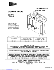 Cecilware FE-100G Operation Manual