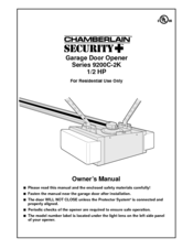 Chamberlain Security+ 9200C-2K Owner's Manual
