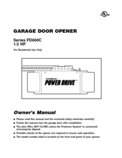 Chamberlain Power Drive PD600C Series Owner's Manual