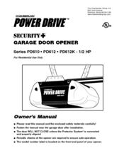 Chamberlain Power Drive Security+ PD612K Owner's Manual