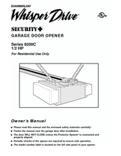 Chamberlain Whisper Drive Security+ 8200C Owner's Manual