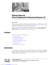 Cisco Configuration Professional Express 1.0 Release Note