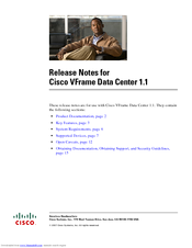 Cisco VFrame Data Center 1.1 Release Note