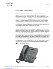 Cisco CP-3911 - Unified SIP Phone 3911 VoIP Datasheet