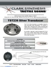 Clark Synthesis TACTILE SOUND TST239 Datasheet
