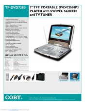 Coby TF-DVD7380 Specifications