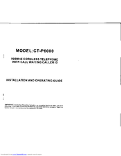 COBY electronics CT-P6000 User Manual