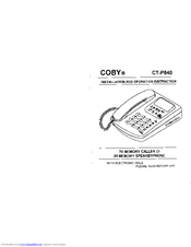 Coby CT-P840 Installation And Operation Instructions Manual