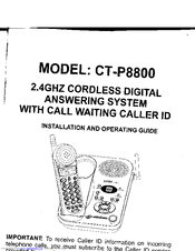 Coby CT-P8800 Installation And Operating Manual