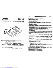 Coby CT-P940 Installation And Operation Instructions Manual