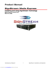 Contemporary Research SignStream Media Express Product Manual